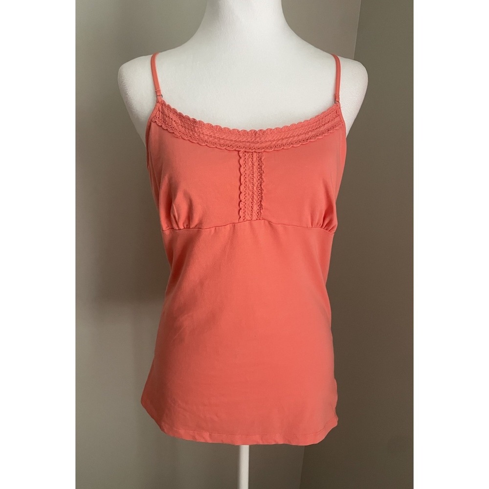 American Eagle Y2K Spaghetti Strap Babydoll Tank Top Women L Coral Lace‎ Cotton